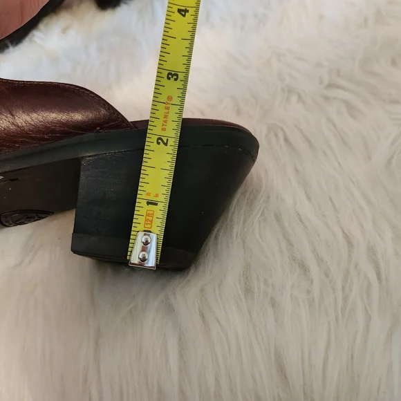 Ariat Brown Leather Block Heel Point Toe Wedge Slip On Mule Shoes - Picture 10 of 10